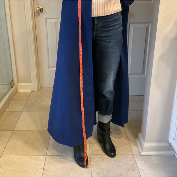 Owind Coat, long length, dark royal blue, pockets, lots of details, Sz S - Picture 11 of 15